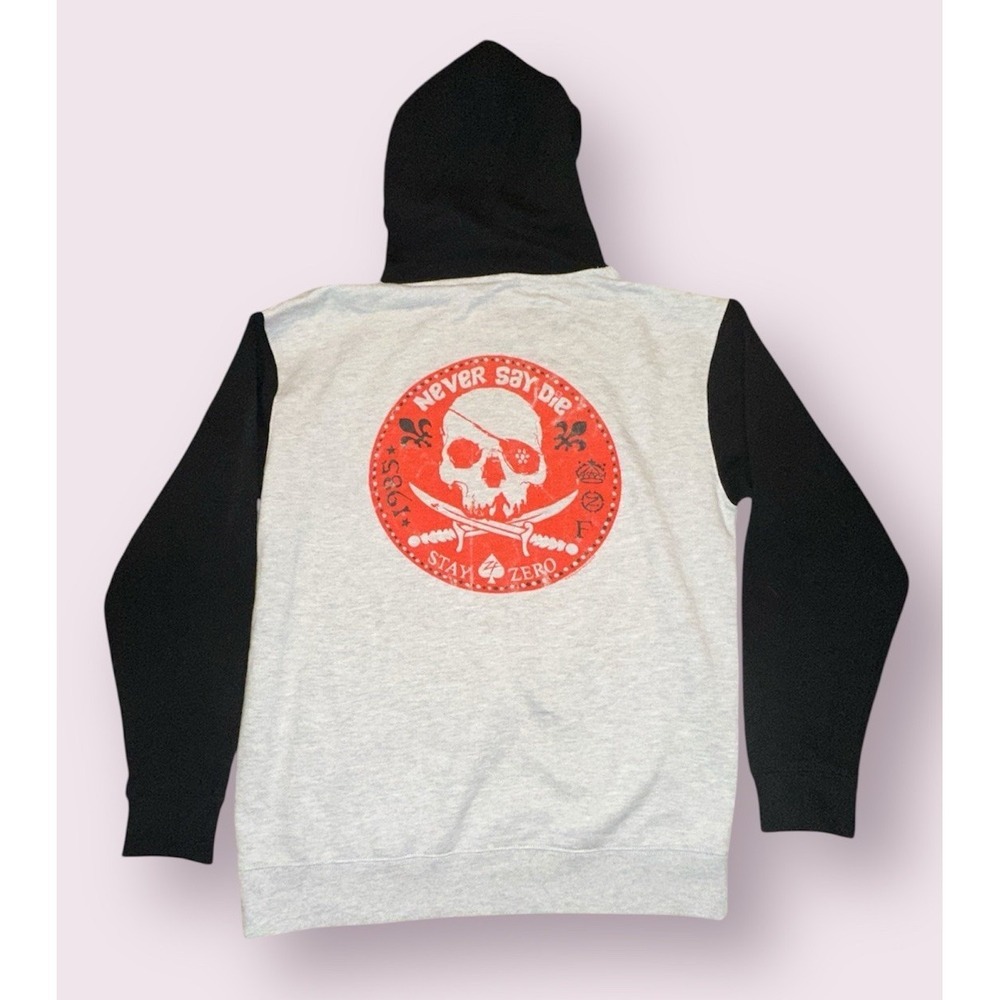 Zero Foxtrot Never Say Die Stay Zero Pirate Hoodie Mens Large Hooded Sweatshirt